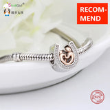 925 Silver Mom and Kid Horseshoe Charm Beads for Bracelet