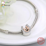 925 Silver Mom and Kid Horseshoe Charm Beads for Bracelet