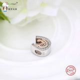 925 Silver Mom and Kid Horseshoe Charm Beads for Bracelet