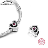 925 Sterling Silver Heart Shape Beads Charms for Women Necklaces Bangles