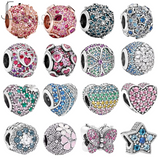 925 Silver Pink Daisy Flower Charm for Pando Bracelets