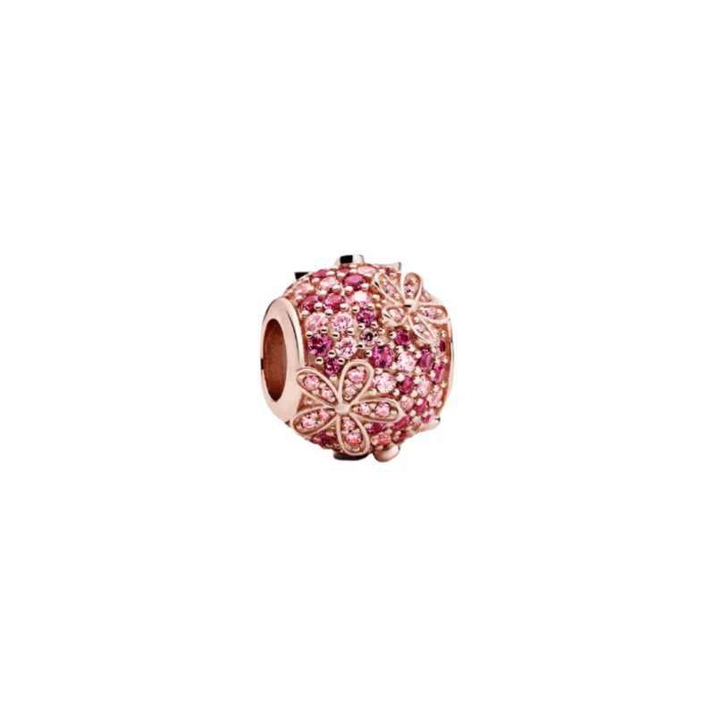 925 Silver Pink Daisy Flower Charm for Pando Bracelets