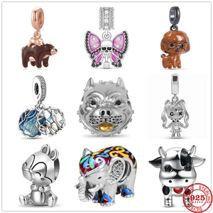 925 Silver Squirrel Girl Bully Pitbull Charm Pendant Bracelet Gift