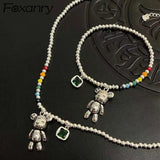 925 Silver Bear Bead Chain Bracelet & Necklace Set