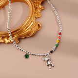 925 Silver Bear Bead Chain Bracelet & Necklace Set