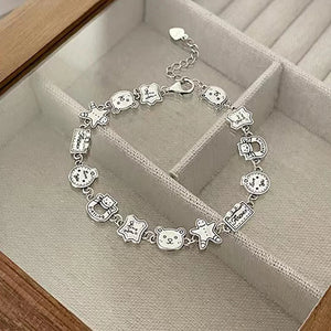 925 Silver Bear Bracelet Geometric Shape Party Gift Women Jewelry
