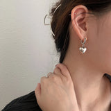 925 Silver Bear Heart Earrings for Women