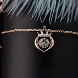 925 Silver Heart Crown Crystal Pendant Necklace Wedding Party Jewelry