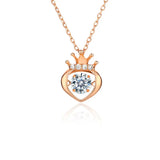 925 Silver Heart Crown Crystal Pendant Necklace Wedding Party Jewelry