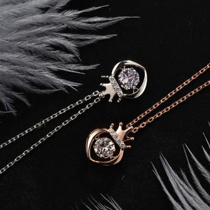 925 Silver Heart Crown Crystal Pendant Necklace Wedding Party Jewelry
