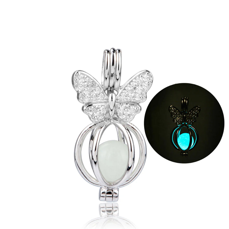 925 Silver Butterfly Charm Bead Glow Bracelet Jewelry