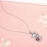 Sterling Silver Bear Pendant Heart Zircon Necklace