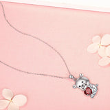 925 Silver Bear Animal Pendant Zircon Necklace for Women