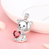 925 Silver Bear Animal Pendant Zircon Necklace for Women