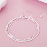 925 Silver Double Chain Bracelets for Women Wedding Jewelry