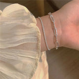 925 Silver Double Chain Bracelets for Women Wedding Jewelry