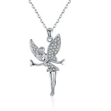 925 Silver Elf Pendant Zircon Little Girl Necklace