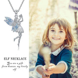 925 Silver Elf Pendant Zircon Angel Girl Necklace Fine Jewelry