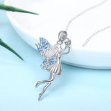 925 Silver Elf Pendant Zircon Angel Girl Necklace Fine Jewelry