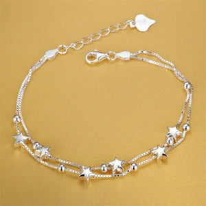 925 Silver Stars Bracelets Women Party Wedding Jewelry