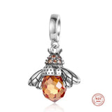 925 Sterling Silver Bee Zircon Beads Jewelry Charms for Bracelet Making