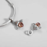 925 Silver Bee Zircon Beads Women Jewelry Charms Bracelet Necklace DIY