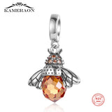 925 Silver Bee Zircon Beads Women Jewelry Charms Bracelet Necklace DIY