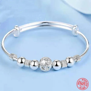 925 Silver Bell Adjustable Bracelet Bangle For Women