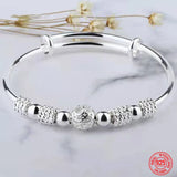 925 Silver Bell Adjustable Bracelet Bangle For Women
