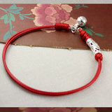 925 Silver Bell Anklet Lucky Red Thread Rope Foot Chain Jewelry