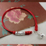 925 Silver Bell Anklet Lucky Red Thread Rope Foot Chain Jewelry