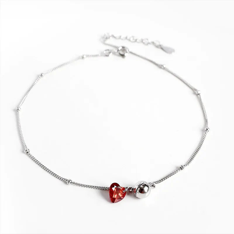925 Silver Bell Crystal Anklet Charms Foot Ankle Bracelet Beach Jewelry