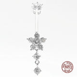 925 Silver Belly Button Piercing Zircon Flower Navel Ring Body Jewelry