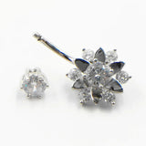 925 Silver Belly Button Ring 14g CZ Flower Navel Rings Piercing Body jewelry