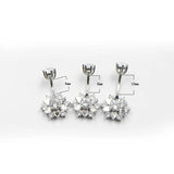 925 Silver Belly Button Ring 14g CZ Flower Navel Rings Piercing Body jewelry