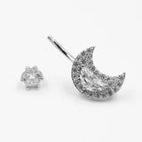 925 Silver Belly Button Ring 14g CZ Moon Navel Rings Piercing Body Jewelry