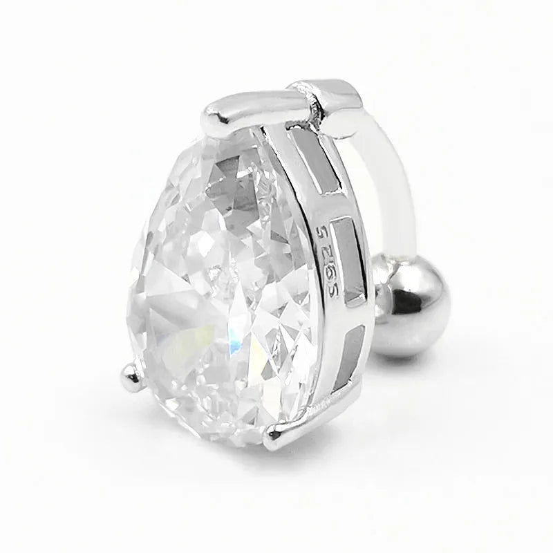 925 Sterling Silver Belly Button Ring CZ Navel Piercing Jewelry