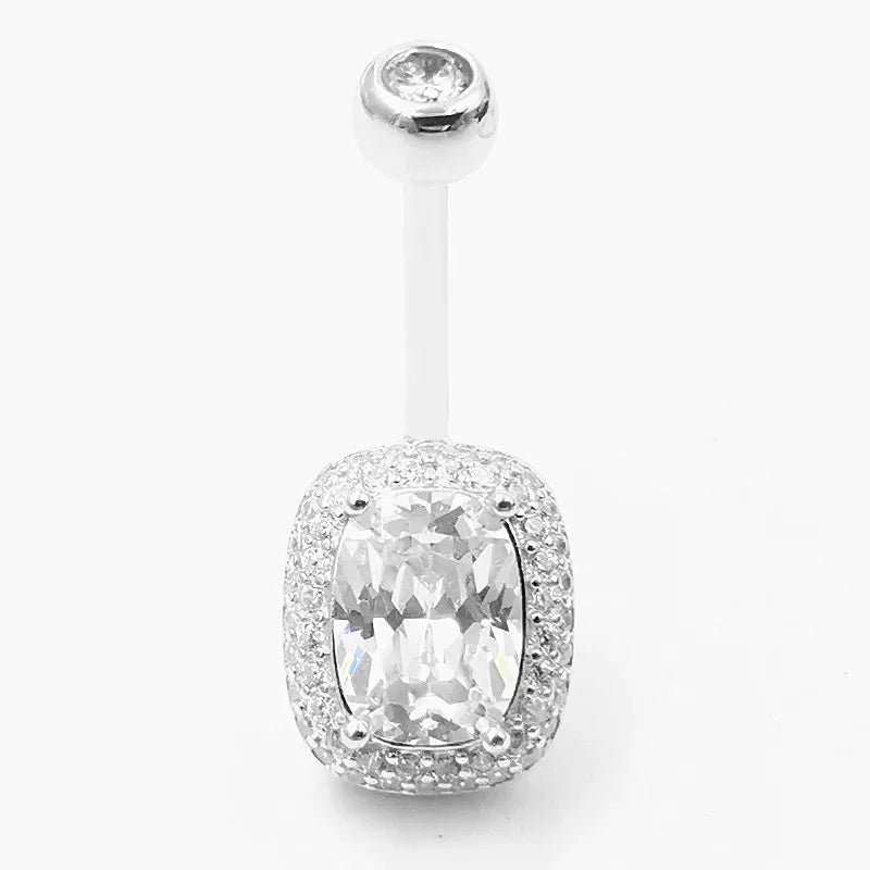 925 Silver Belly Ring CZ Navel Piercing Body Jewelry