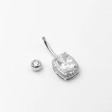 925 Silver Belly Ring CZ Navel Piercing Body Jewelry