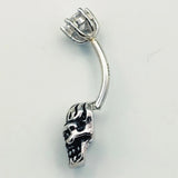 925 Silver Skull Belly Button Ring Navel Piercing