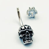 925 Silver Skull Belly Button Ring Navel Piercing
