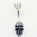 925 Silver Skull Belly Button Ring Navel Piercing