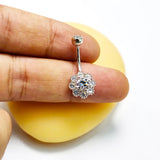925 Silver Flower CZ Belly Button Ring Sexy Body Jewelry
