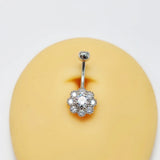 925 Silver Flower CZ Belly Button Ring Sexy Body Jewelry