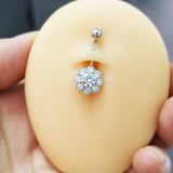 925 Silver Flower CZ Belly Button Ring Sexy Body Jewelry