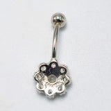 925 Silver Flower CZ Belly Button Ring Sexy Body Jewelry