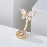 925 Silver Belly Button Ring Heart Cubic Butterfly Navel Jewelry