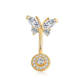925 Silver Belly Button Ring Heart Cubic Butterfly Navel Jewelry