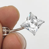 925 Silver Belly Button Ring CZ Navel Barbell Stud Body Piercing