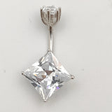 925 Silver Belly Button Ring CZ Navel Barbell Stud Body Piercing